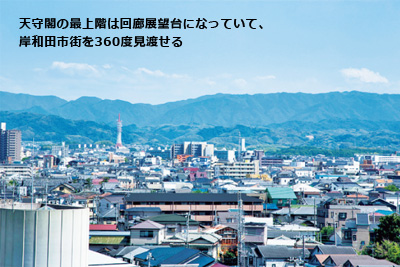 眺望の画像　天守閣の最上階は回廊展望台になっていて、岸和田市街を360度見渡せる