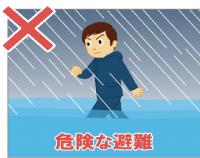 雨が降り、浸水している中を避難してするような危険な避難はダメ