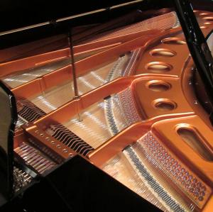 「1本張り」と言われる弦を張る方式が用いられている、ベーゼンドルファー社ピアノの写真