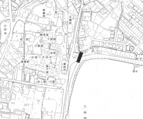 久米田池発掘調査区域の地図です