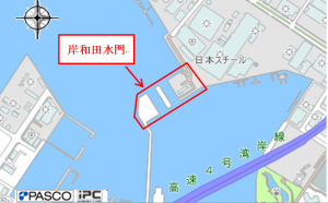 岸和田水門位置図（1万分の1）