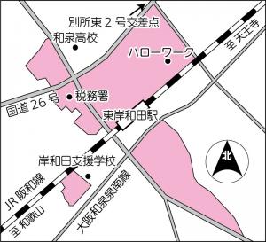 東岸和田地区収集休止エリアの地図