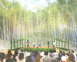 地域団体の催しが行われる竹ステージ