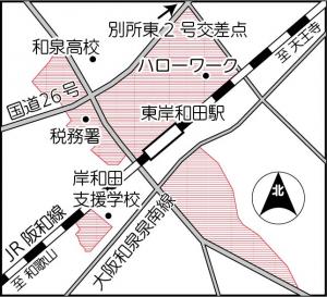 東岸和田駅周辺の地図