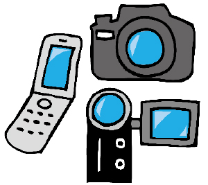 携帯電話とデジタルカメラとビデオカメラのイラスト