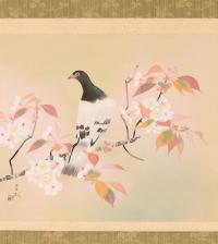 桜に鳩の絵